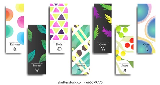Collection of creative universal artistic cards.