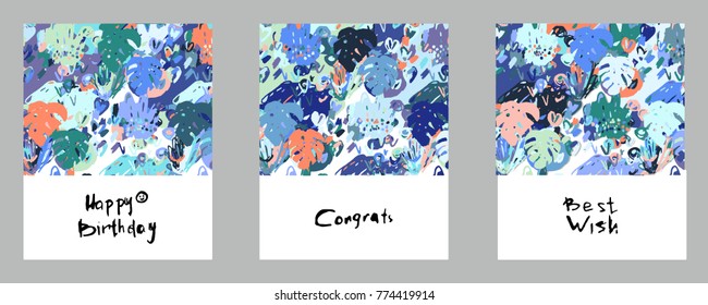 Collection of creative universal artistic cards. Hand Drawn textures. Trendy Graphic Design for banner, poster, card, cover, invitation, placard, brochure, flyer. Vector. Isolated.

