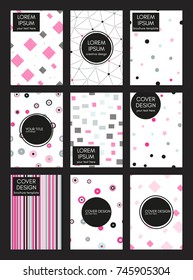 Collection of creative universal cards. Beautiful backgrounds. Applicable for banner, poster, card, cover, invitation. Vector. Isolated.