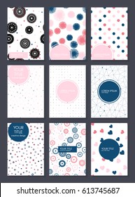 Collection of creative universal covers. Beautiful backgrounds. Applicable for banner, card, cover, brochure. Vector.