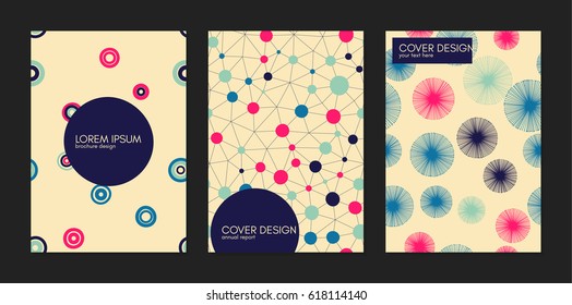 Collection of creative universal covers. Beautiful backgrounds. Trendy Graphic Design for banner, card, cover, invitation, placard, brochure. Vector template. Isolated.
