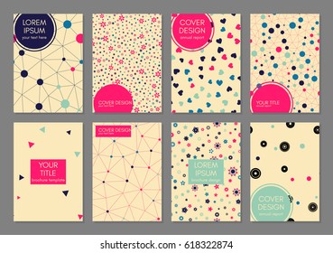 Collection of creative universal covers. Beautiful backgrounds. Trendy Graphic Design for banner, poster, card, invitation, placard, brochure. Vector template. Isolated.