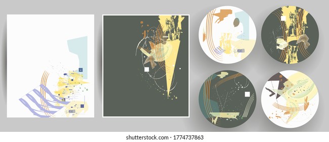Collection of creative universal floral artistic cards Graphic Design for banner, poster, card, cover, invitation, placard, brochure, flyer. Vector