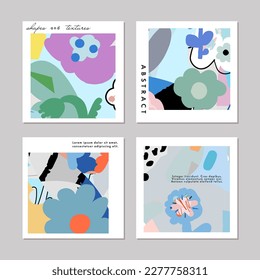 Collection of creative universal floral  artistic cards. Vector