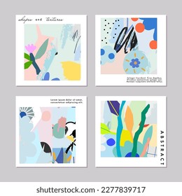 Collection of creative universal floral  artistic cards. Vector