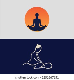 collection of creative Yoga studio logo. Wellness health spa line icon. Meditation symbol. Zen harmony balance sign, body massage, stretching logo. Vector illustration.