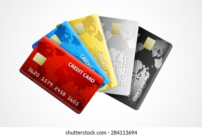 collection of credit cards . Vector