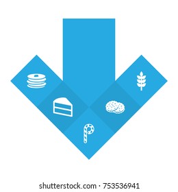 Collection Of Crepe, Shortcake, Grain And Other Elements.  Set Of 5 Bakery Icons Set. 