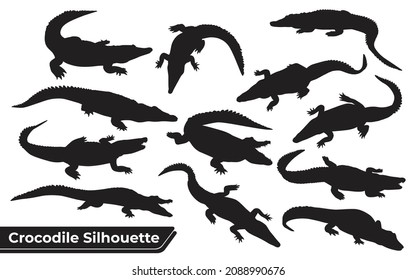 Collection of crocodile Silhouette in different poses