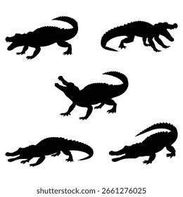 Colección de diseño de siluetas de cocodrilo
