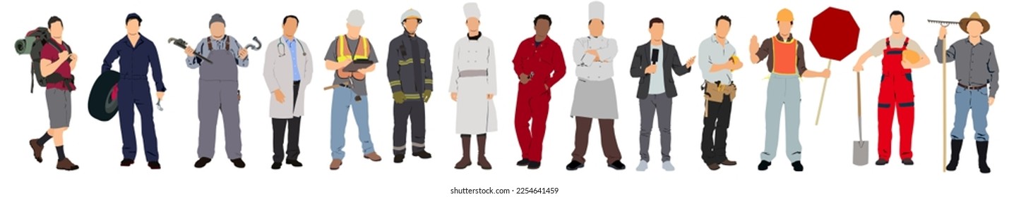 Collection of crowd of professional man.