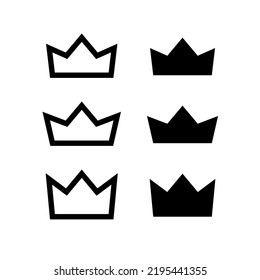 Collection of crown icons. Symbol of power and king. Isolated vector illustration on white background.