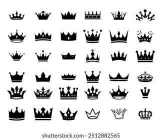 Collection of Crown icons or symbols vector editable file.