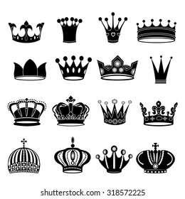 Collection of crown silhouette symbols