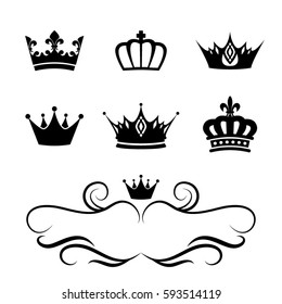 Collection of crown silhouette symbols no.3