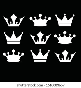 Collection of crown silhouette symbols, Royal Crown icons collection set. Vintage crown. Vector illustration
