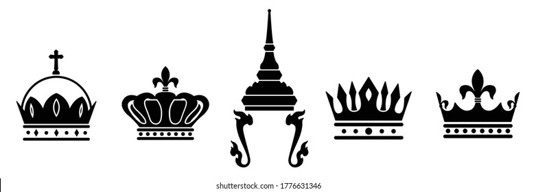 Collection of crowns icon isolated vector on white background