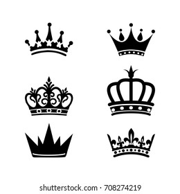 Collection of crowns. Isolated objects. Vector illustration
