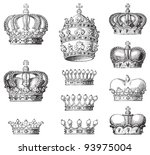 Collection of crowns / vintage illustration from Meyers Konversations-Lexikon 1897