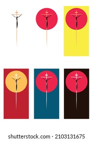 The collection of Crucifixion of Jesus in vector forms for icons or signs, especially on the Easter Day.