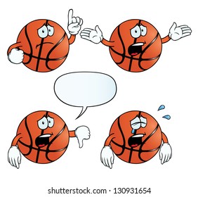 Collection of crying basketballs with various gestures.