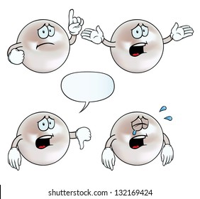 Collection of crying pearls with various gestures.