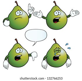 Collection of crying pears with various gestures.