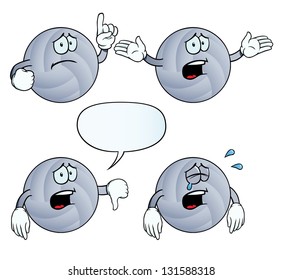 Collection of crying volleyballs with various gestures.