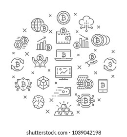 Collection of cryptocurrency thin line icons