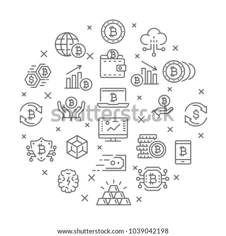 Collection of cryptocurrency thin line icons
