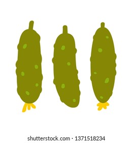 Collection of cucumbers in the style of flat design isolated on white background. Vector illustration