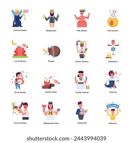 Collection of Cultural Celebrations Flat Icons 

