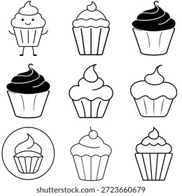 Coleção de Ilustrações Cupcake em Vários Estilos.eps
