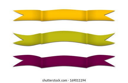 collection of curled bands colored yellow, green and purple for spring