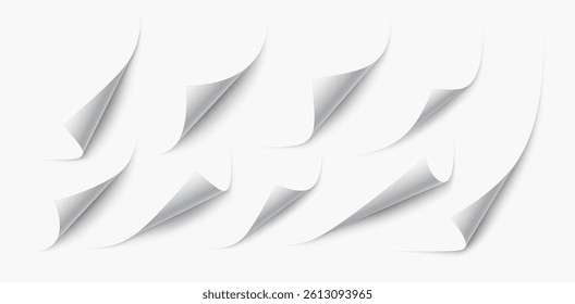 Collection of Curled Page Corner Effects on a Background Vector Illustration for Design.