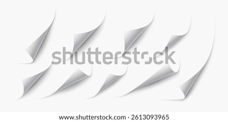 Collection of Curled Page Corner Effects on a Background Vector Illustration for Design.