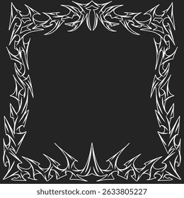 Collection of curved and abstract frames, black and white vector illustration of square borders. Vintage decorative elements in Celtic and tribal styles.