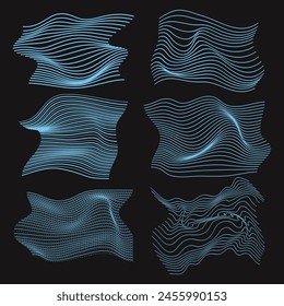 Collection of curved abstract lines graphic elements