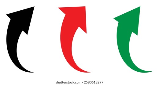 Collection curved arrow pointer icon. Curved arrow sign. Flat style arrow icon use for app, website, logo, ui, design. Arrow indicate direction symbol. Vector illustrator.