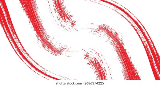 A collection of curved red ink vector lines. Long, rounded hand-drawn brush strokes, highlighted text, frames, and circles, Eps 10.