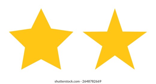 A collection of customer product review icons with two stars, featuring a flat icon with a yellow five-star rating for apps and websites. Represents quality, customer ratings