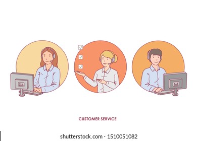 a collection of customer service illustrations
