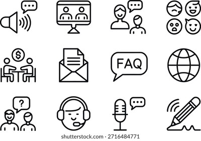 Collection of customer support icons for website and application