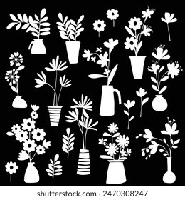 A collection of cute and abstract plant illustrations,
