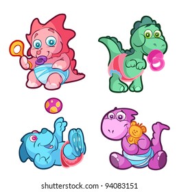 collection of cute adorable baby dinosaurs