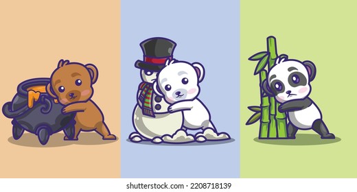 A collection of cute and adorable bear icon sets 