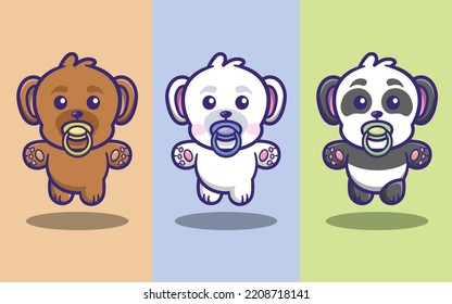 A collection of cute and adorable bear icon sets 