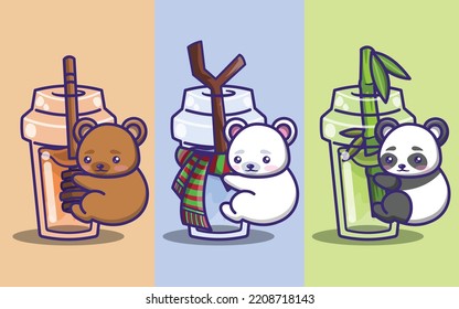 A collection of cute and adorable bear icon sets 