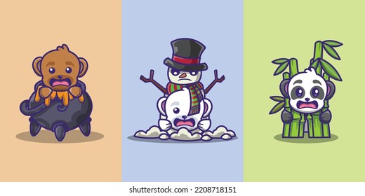 A collection of cute and adorable bear icon sets 