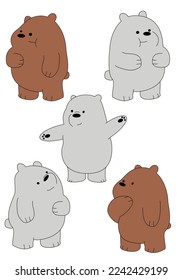 Collection of cute adorable bear teddy animal graphic vector illustration design